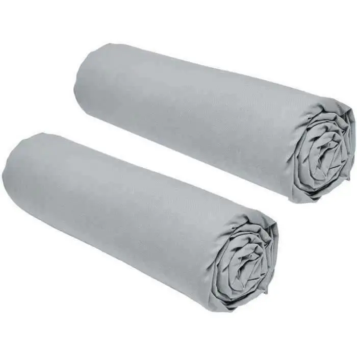Today Essential - Σετ 2 σεντόνια με λάστιχο 160x200 cm - Acier - 100% βαμβάκι