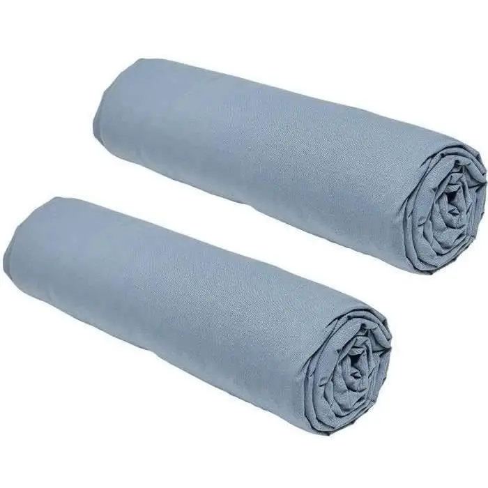 Today Essential - Σετ 2 σεντόνια με λάστιχο 160x200 cm - Denim - 100% βαμβάκι