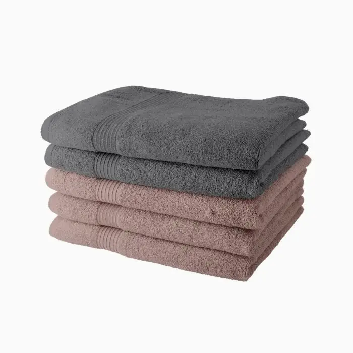 Today Essential Πετσέτες μπάνιου 70x130 cm - 100% βαμβάκι - 3 Roses des sables + 2 Acier