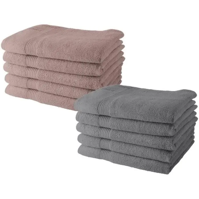Today Essential Σετ 10 πετσετών μπάνιου 50x90 cm - 5 Roses des sables + 5 Acier