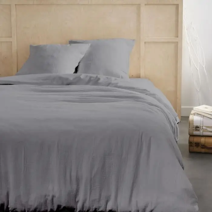 TODAY σετ παπλωματοθήκης - 240x220cm μονόχρωμη γάζα βαμβακιού - ανθρακί