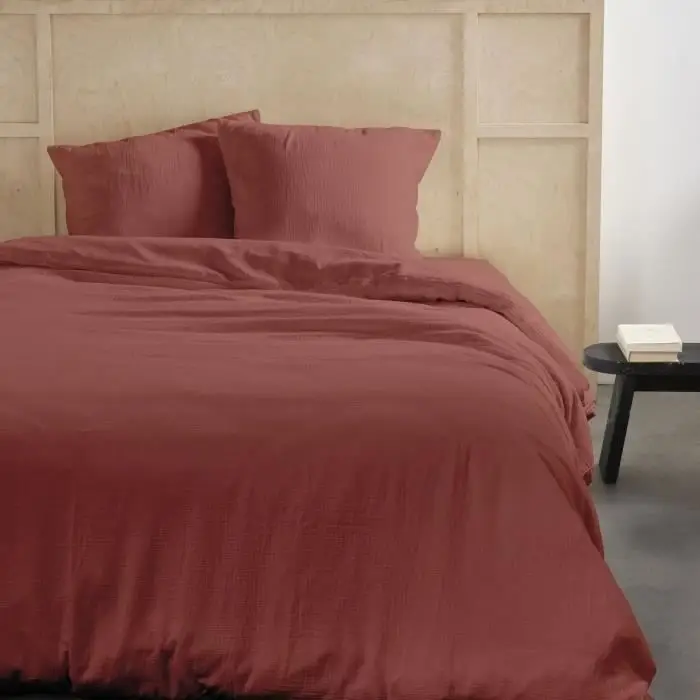 Today Σετ σεντόνια διπλά από βαμβακερή γάζα terracotta - 2 άτομα - 130 gsm