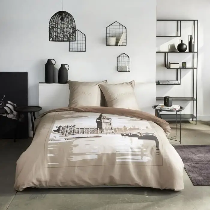 Today Σετ σεντόνια 2 ατόμων 220x240cm + 2 μαξιλαροθήκες 63x63 cm με στάμπα Java 1,6, London Beige