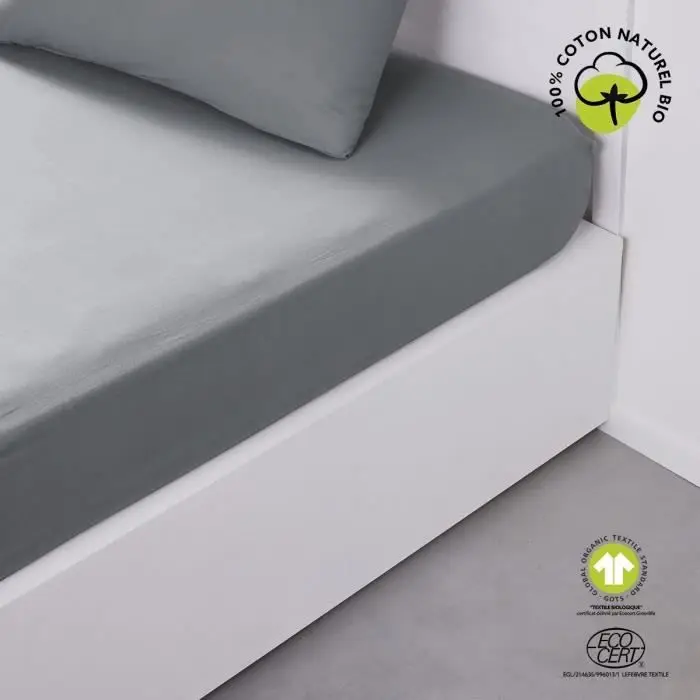 TODAY Ελαστικό Κατωσέντονο - Βιολογικό Βαμβάκι 160x200+30cm - Γκρι Ατσάλι