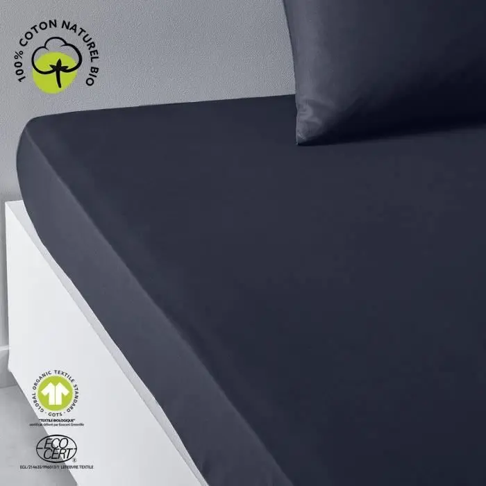 TODAY Σεντόνι με λάστιχο σε Coton Bio Organic - μπλε σκούρο - 180 X 200 cm