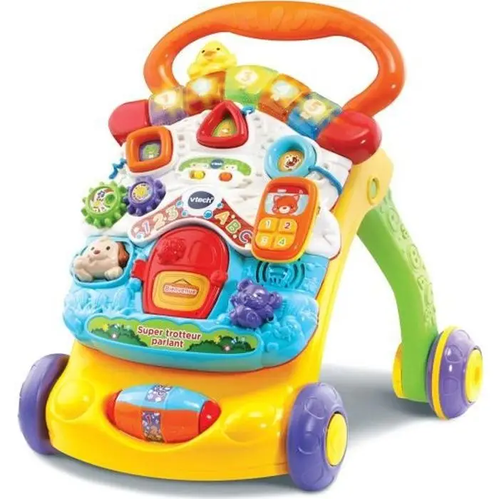 VTech - Super περπατούρα μωρού Parlant πορτοκαλί, πτυσσόμενη περπατούρα μωρού, αποσπώμενος πίνακας δραστηριοτήτων, παιχνίδι δραστηριότητας και ανάπτυξης, εκμάθηση περπατήματος, δώρο για μωρό από 9 μήνες - περιεχόμενο στα γαλλικά