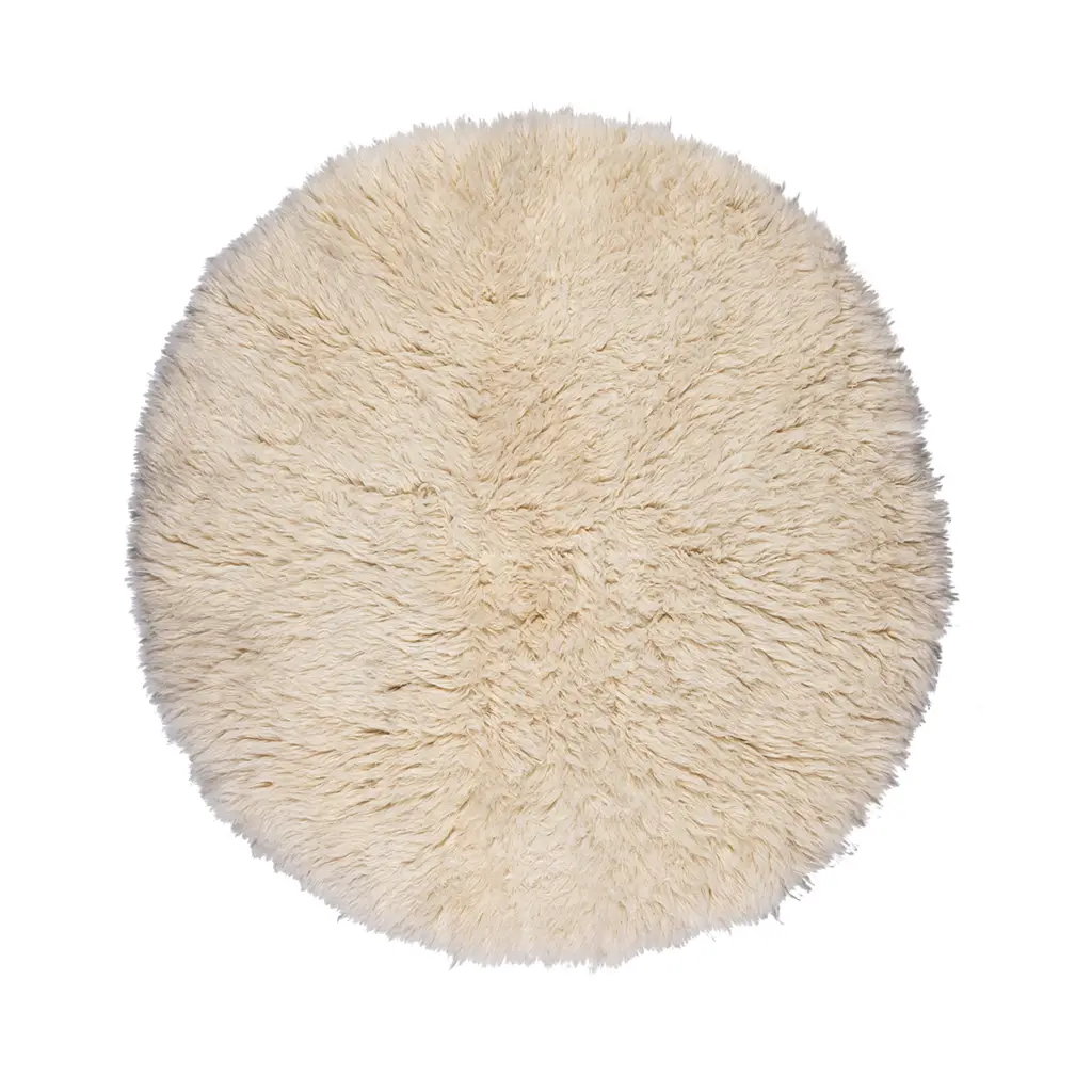 Viokarpet Flokati Natural White 1700 gsm Round Rug (Ø90 cm)