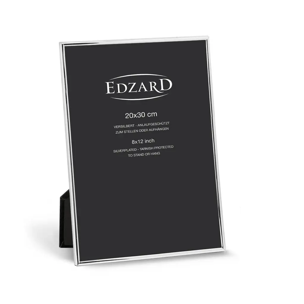 EDZARD κορνίζα φωτογραφίας Genoa κορνίζα για φωτογραφία 20 x 30 cm, επιπλατινωμένη με ασήμι, ανθεκτική στο μαύρισμα, 2 κρεμάστρες