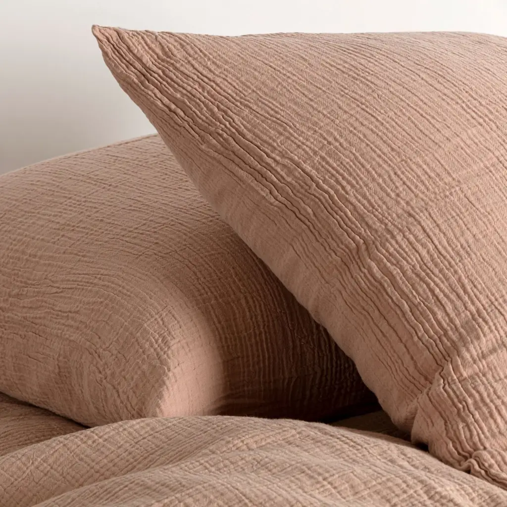 Crinkly Cotton Muslin Tetra Κάλυμμα Παπλώματος - Sahara Pink
