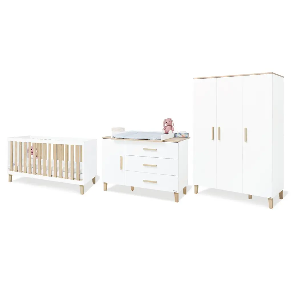 Παιδικό δωμάτιο Lumi Extra Wide Large, Σετ 3 τεμαχίων - Λευκό & Δρυς