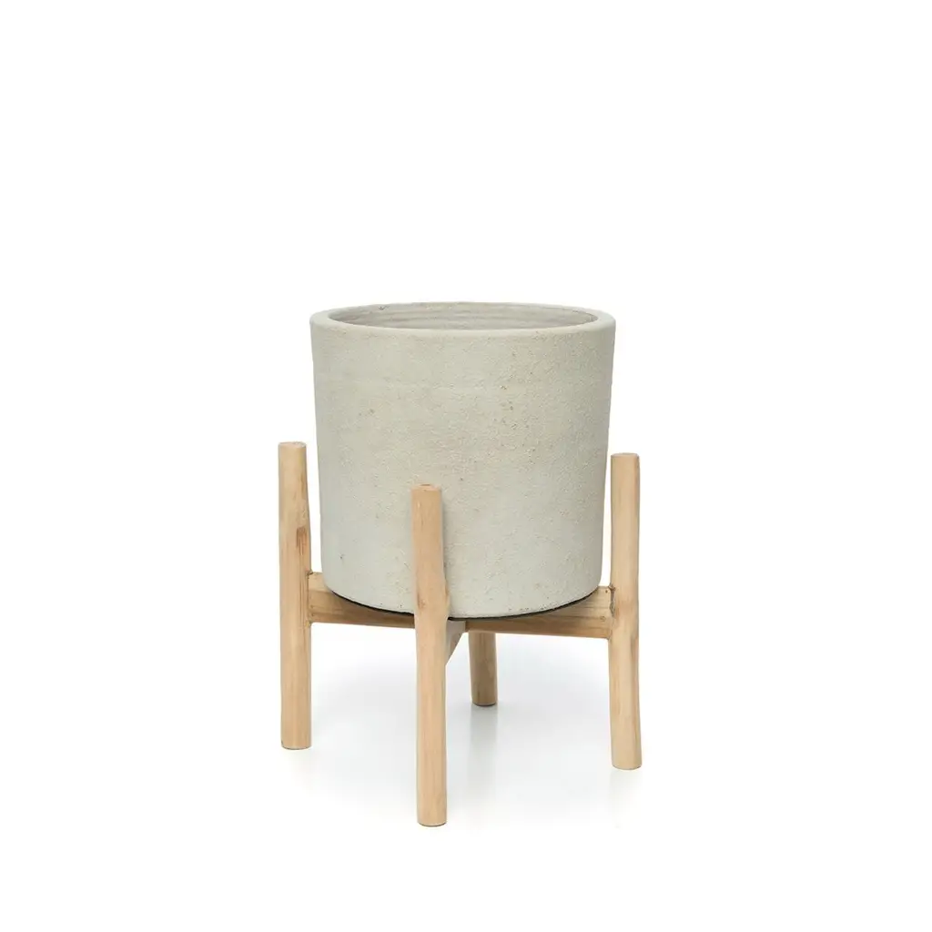 The Chalk Low Concrete Planter - Soft Black S