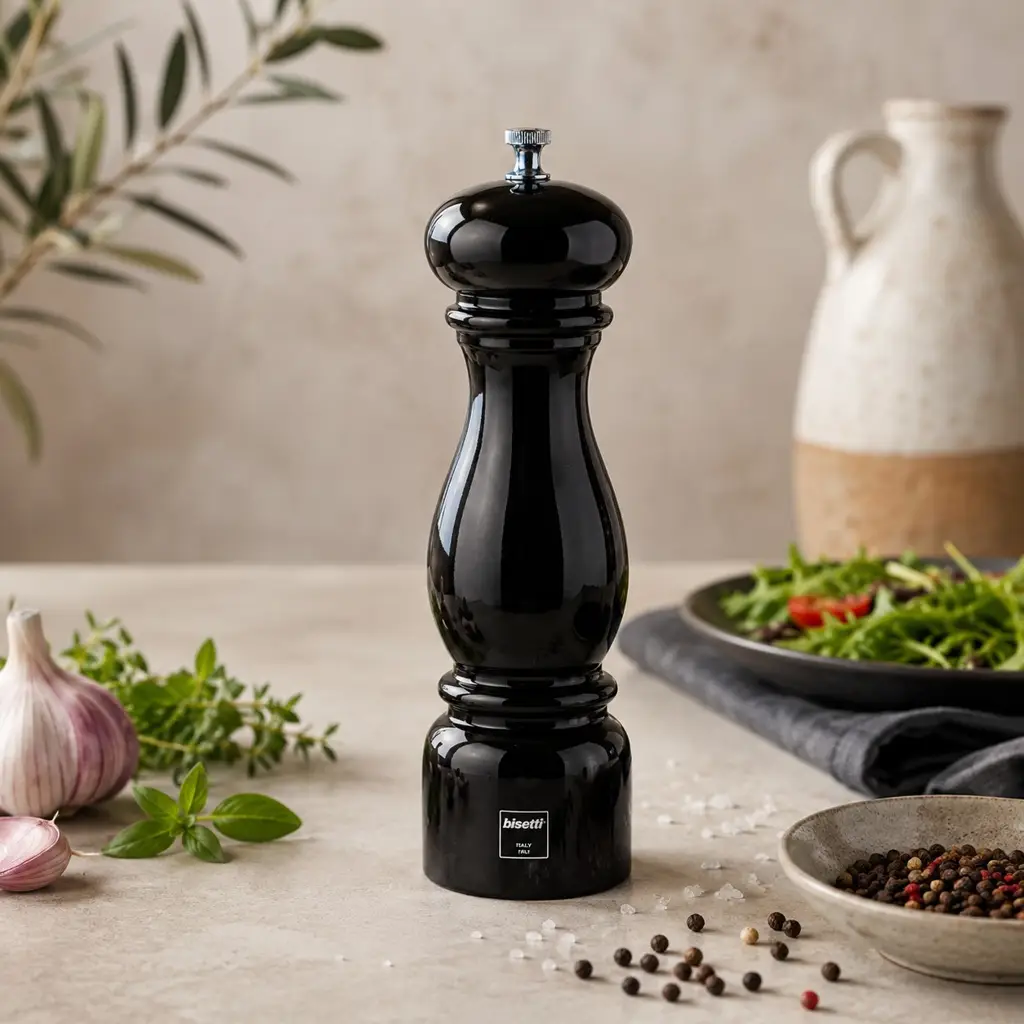 Bisetti Firenze Pepper Mill 22cm - Carbon Steel Grinder - Black