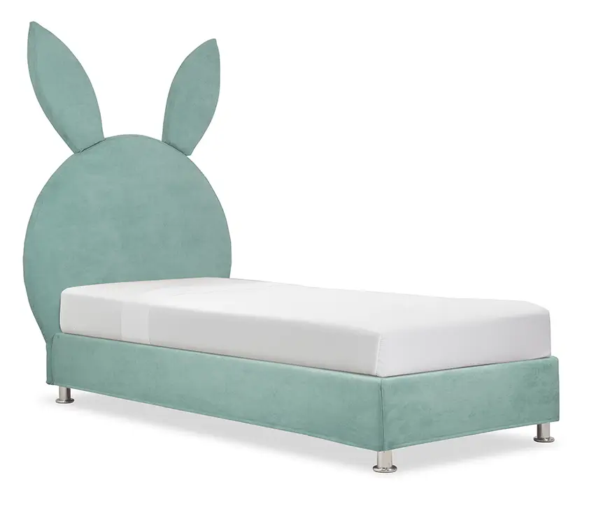 Bunny Ντυμένο Παιδικό Κρεβάτι - με Αποθήκη, 90x200εκ., Aqua