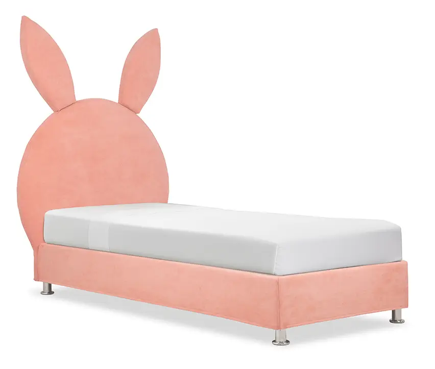 Bunny Ντυμένο Παιδικό Κρεβάτι - με Αποθήκη, 90x200εκ., Light Salmon