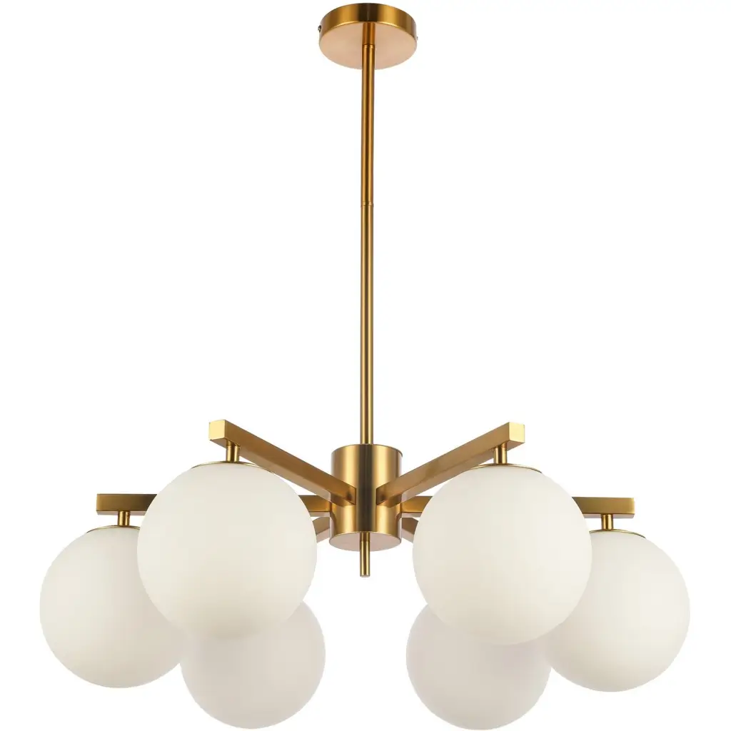 Stella White 6-Light Κρεμαστό φωτιστικό - Ορείχαλκος με σατινέ φινίρισμα