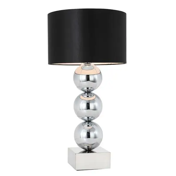 Λάμπα Globe 80cm Χρώμιο - βάση Block, σατινέ μαύρο καπέλο