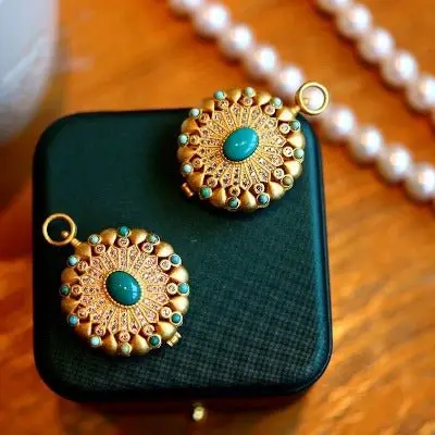 Tibetan Turquoise Gau Prayer Box Κολιέ με Μενταγιόν