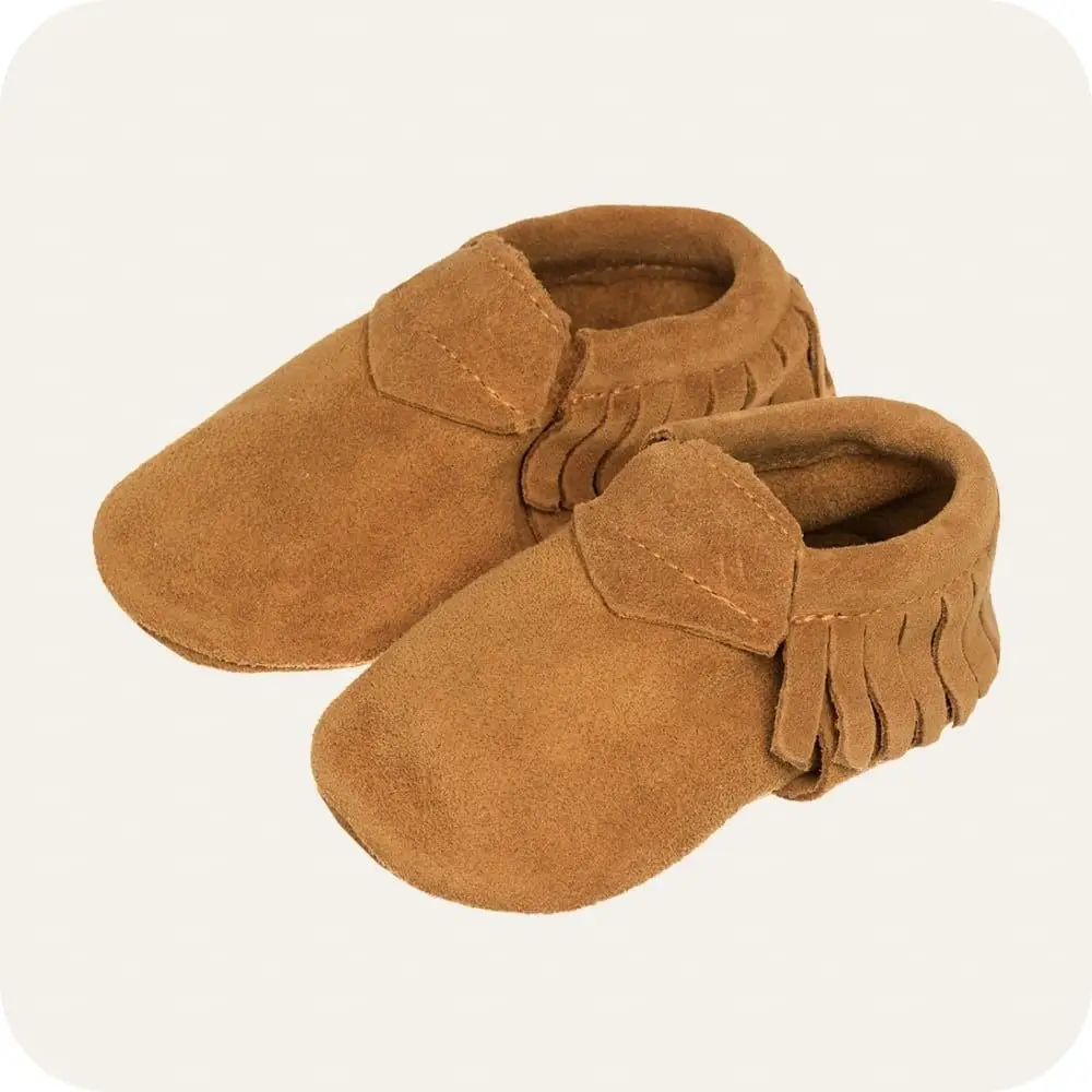Παιδικές παντόφλες μοκασίν από σουέτ Camel