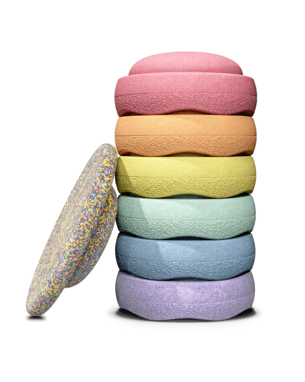 Stapelstein Rainbow Pastel 6 & 1 - Βότσαλα Ισορροπίας & Σανίδα