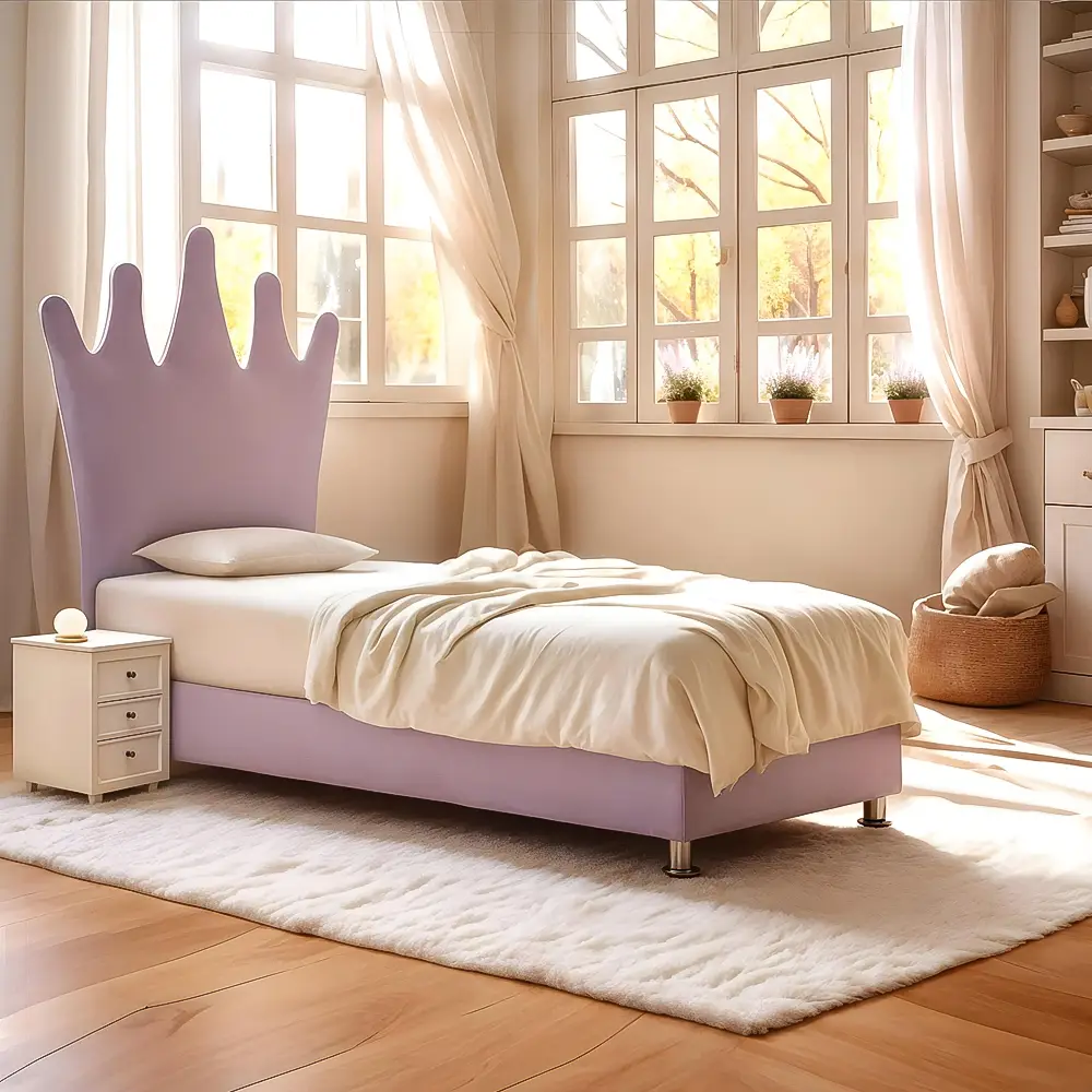 Princess Κορώνα Παιδικό Ντυμένο Κρεβάτι 90x200 - με αποθηκευτικό - Magenta