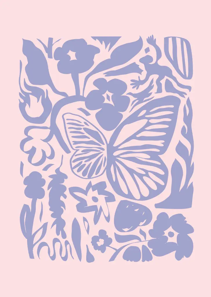 Πόστερ Botanical Abstraction Inspired By Matisse με ξύλινη κορνίζα με passe-partout σε φυσικό χρώμα