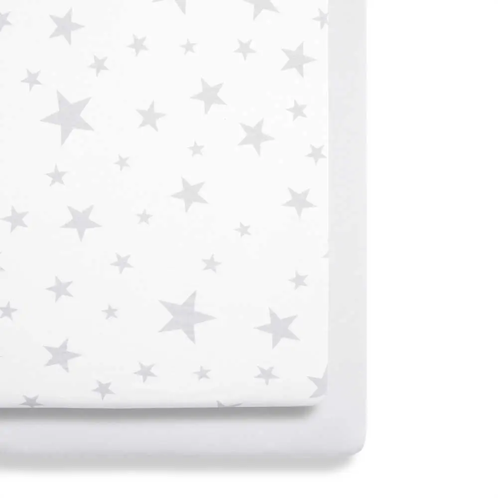 SNUZ Σετ Σεντόνια 2 Τεμαχίων για Λίκνο 44 x 80 cm - Grey Stars - GSBD028BB
