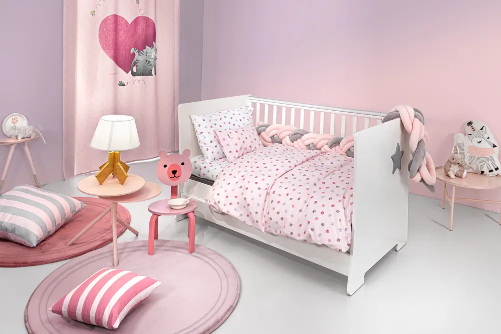 Σετ 3τμχ Βρεφικά Σεντόνια Paw Pinky - 115x170εκ. & 30x40εκ.