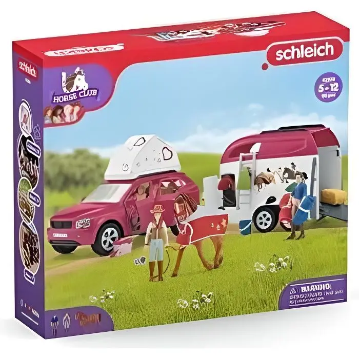 Schleich 42535 Horse Club Μεγάλο Ιππικό Ταξίδι με Αυτοκίνητο και Ρυμουλκούμενο - Πολύχρωμο