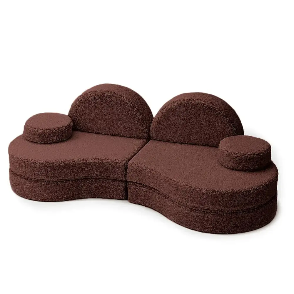 MeowBaby Modular Sofa Coccolo για παιδιά - Σετ 6 τμχ, Bearly Brown